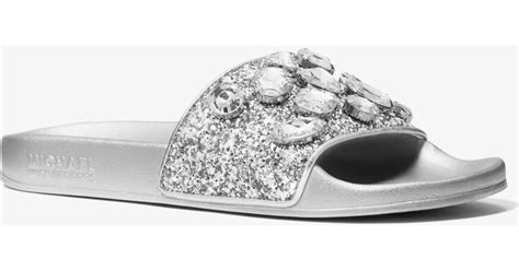 michael kors gilmore embellished slides|Michael Kors gilmore jewel sandals.